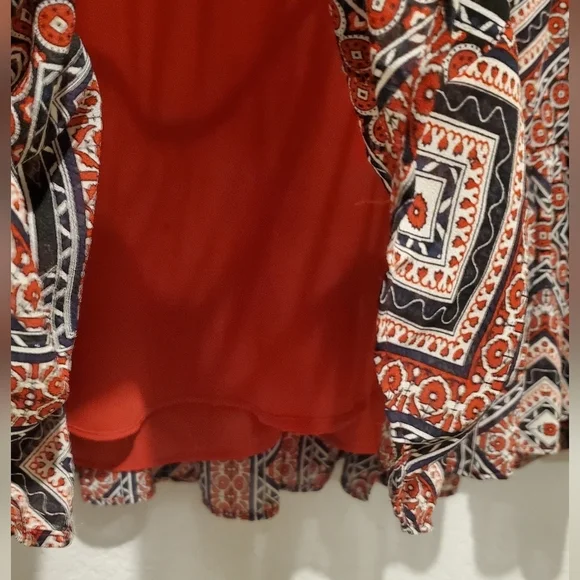 💚5/$25 Mellōday Red Boho Print Baby Doll Mini Dress Size Medium - Picture 4 of 7